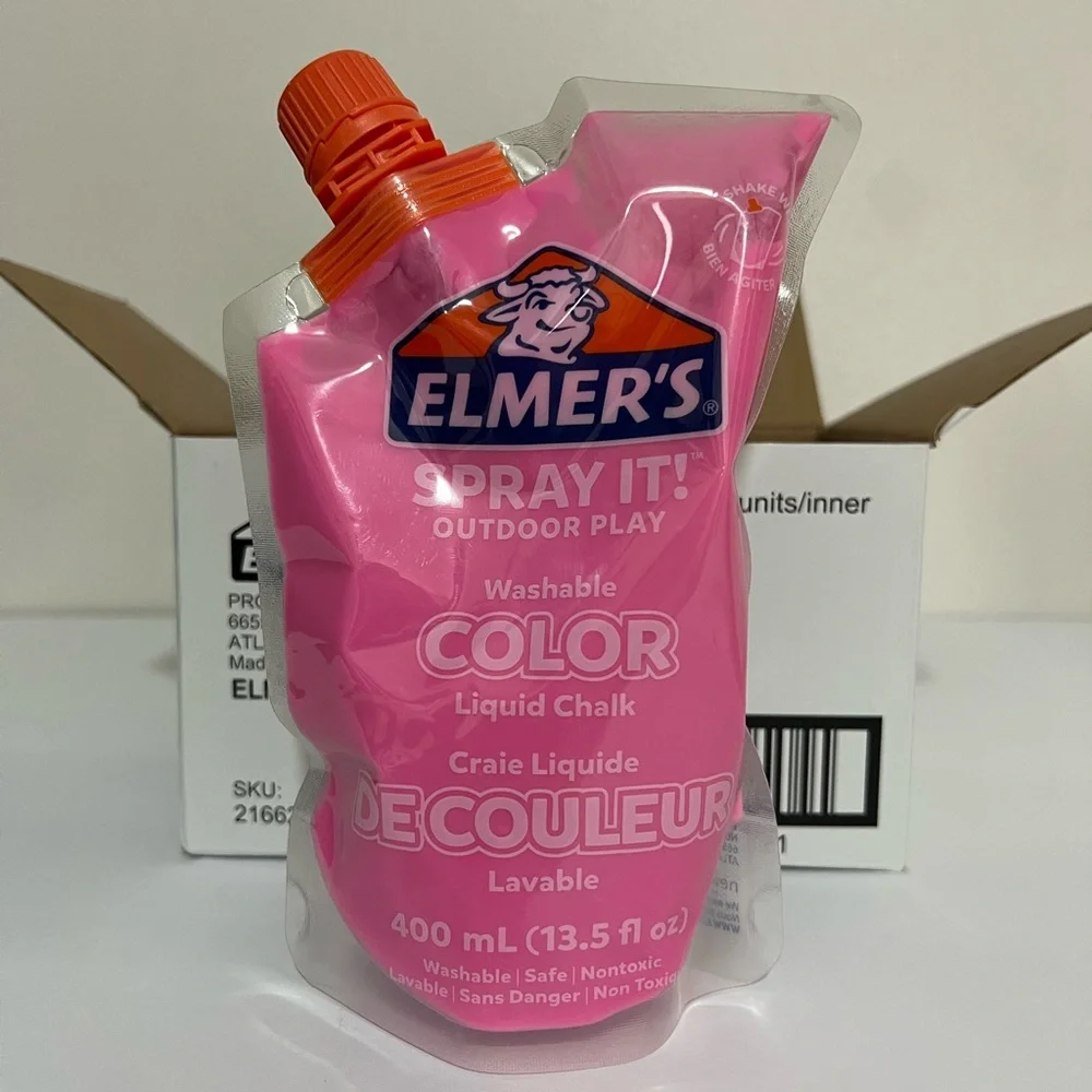 3 Pk Elmer's Spray It! Outdoor Washable Liquid Chalk Pouch Pink‎